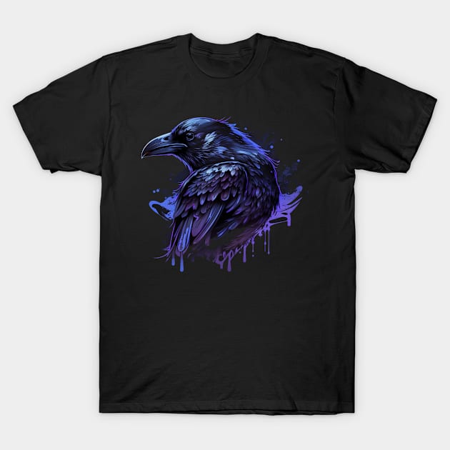 Raven Graphic Goth Black Crow T-Shirt by Linco